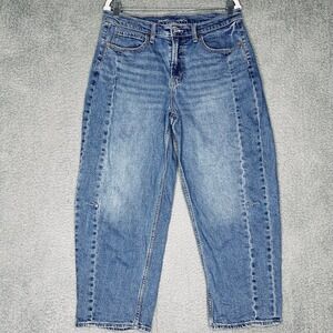 Old Navy High Rise Barrel Leg Jeans Medium Wash Size 12